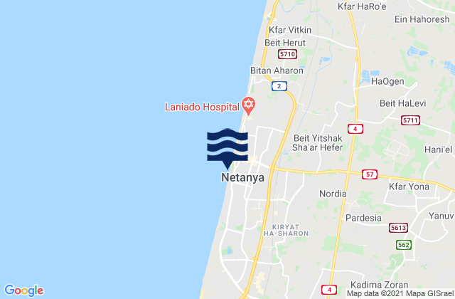 Mapa de mareas Pardesiyya, Israel