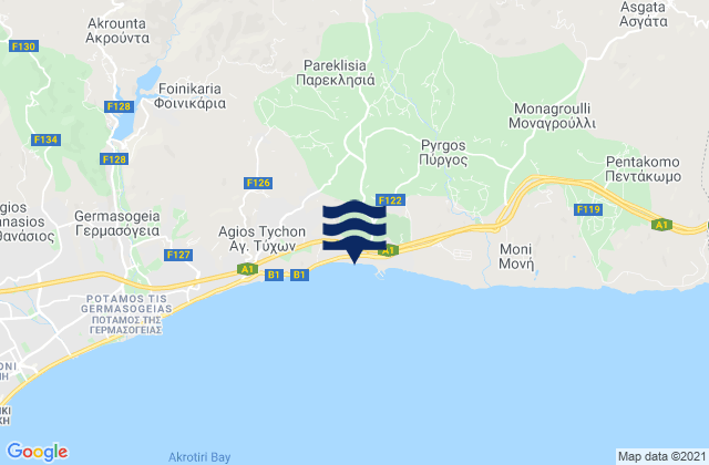Mapa de mareas Parekklisha, Cyprus