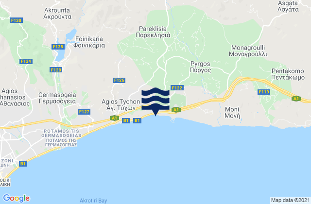 Mapa de mareas Parekklisiá, Cyprus