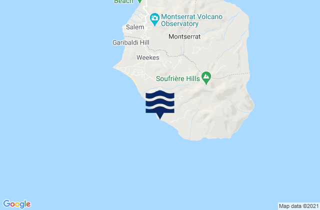 Mapa de mareas Parish of Saint Anthony, Montserrat