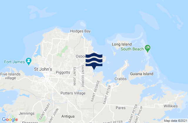 Mapa de mareas Parish of Saint George, Antigua and Barbuda