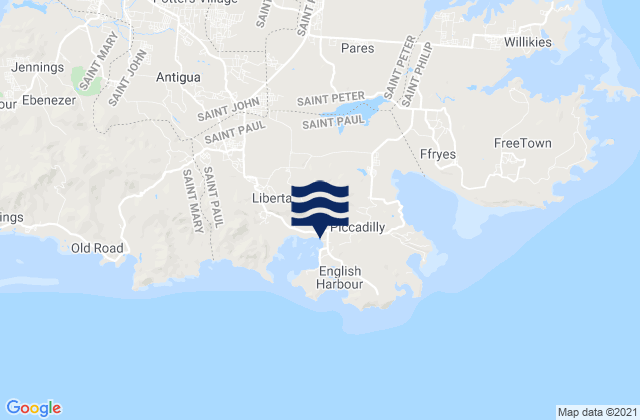 Mapa de mareas Parish of Saint Paul, Antigua and Barbuda