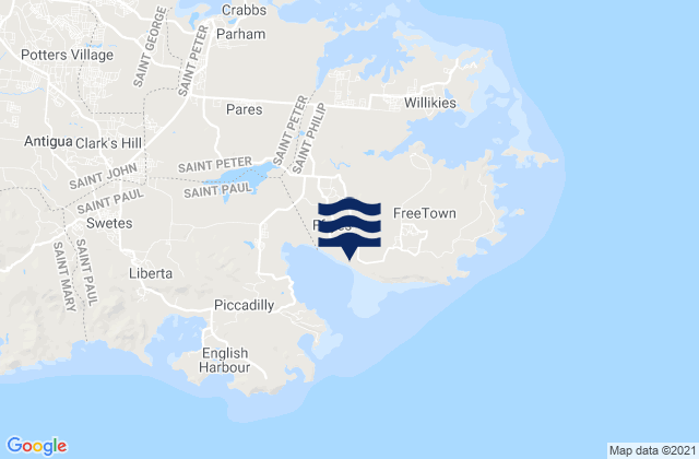 Mapa de mareas Parish of Saint Philip, Antigua and Barbuda