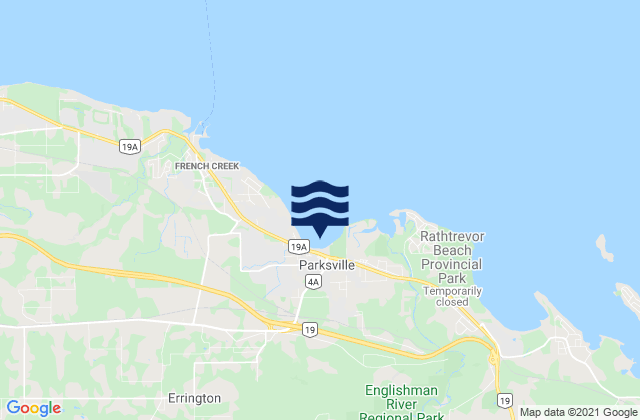 Mapa de mareas Parksville, Canada