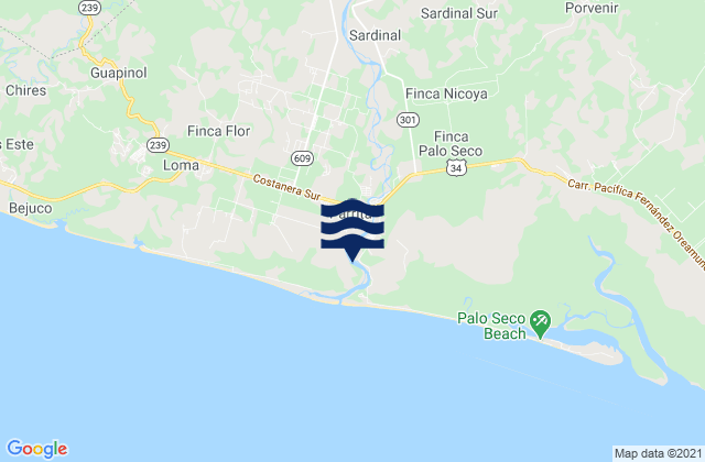 Mapa de mareas Parrita, Costa Rica