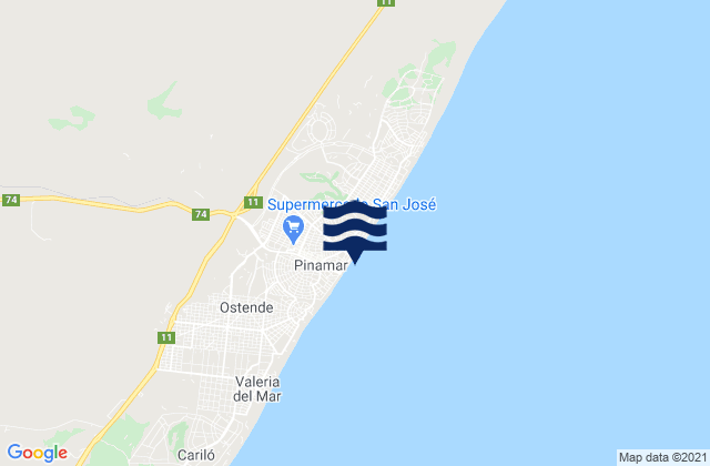 Mapa de mareas Partido de Pinamar, Argentina