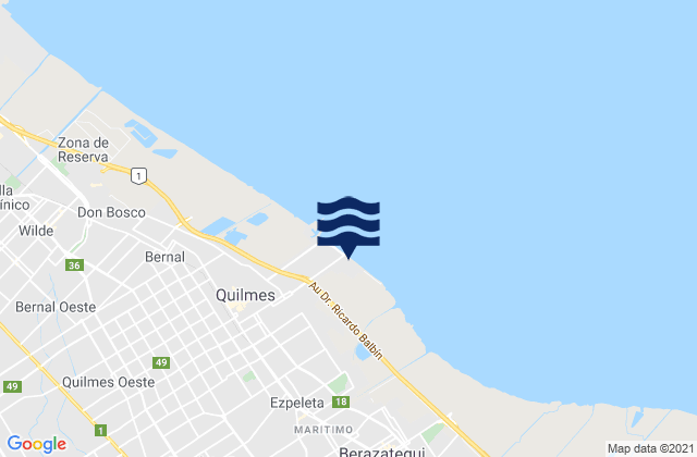 Mapa de mareas Partido de Quilmes, Argentina