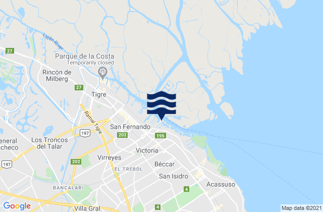 Mapa de mareas Partido de San Fernando, Argentina