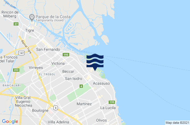 Mapa de mareas Partido de San Isidro, Argentina