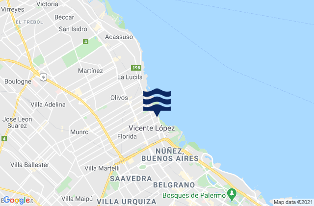 Mapa de mareas Partido de Vicente López, Argentina