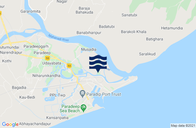 Mapa de mareas Parādīp Garh, India