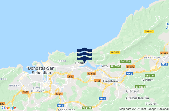 Mapa de mareas Pasaia, Spain