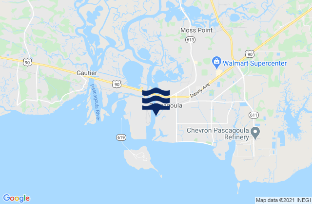 Mapa de mareas Pascagoula, United States