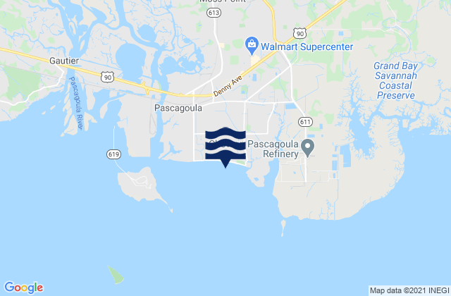 Mapa de mareas Pascagoula Mississippi Sound, United States