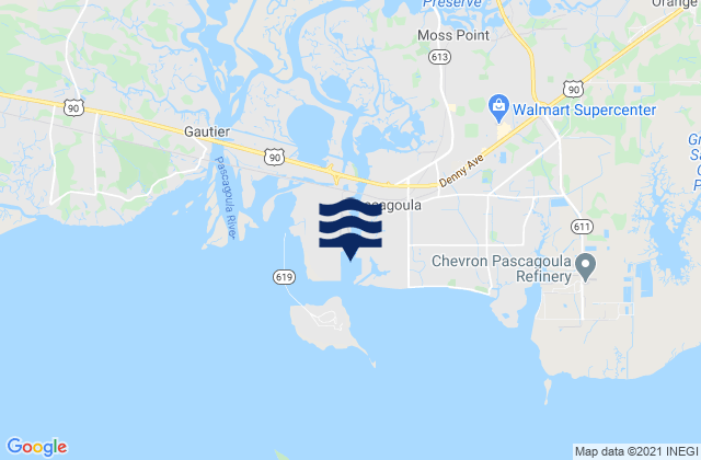 Mapa de mareas Pascagoula River entrance, United States