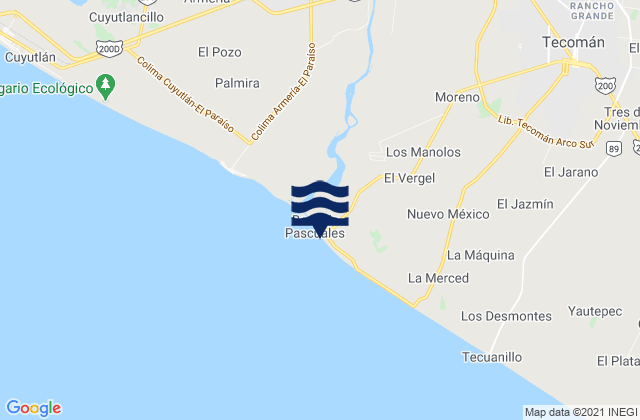 Mapa de mareas Pascuales, Mexico