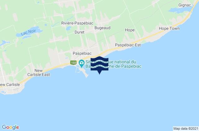 Mapa de mareas Paspebiac, Canada