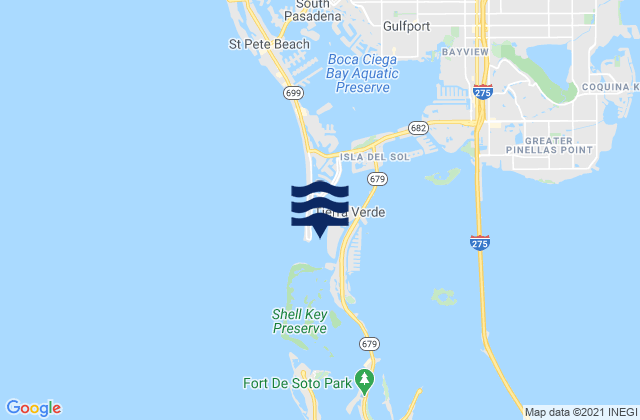 Mapa de mareas Pass-a-Grille Beach Boca Ciega Bay, United States