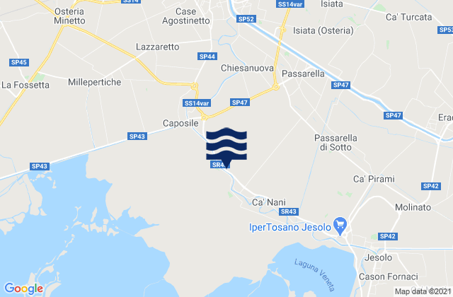 Mapa de mareas Passarella, Italy