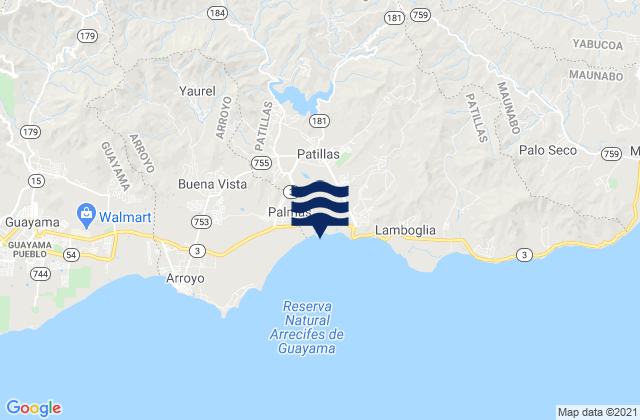 Mapa de mareas Patillas, Puerto Rico