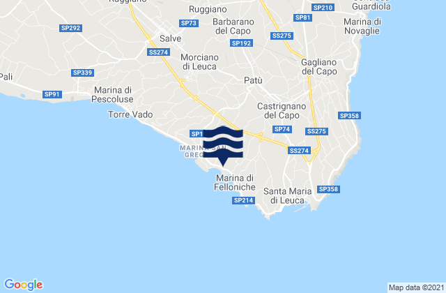 Mapa de mareas Patù, Italy