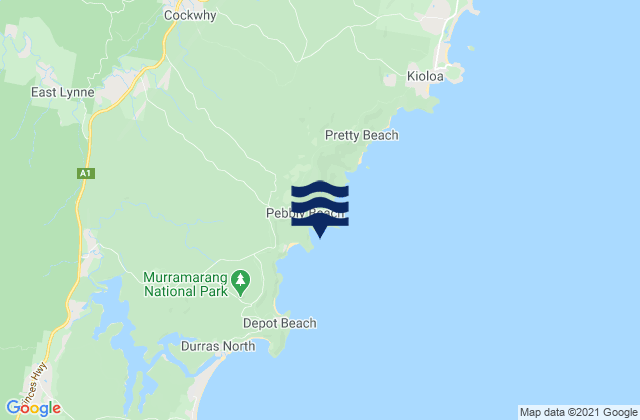 Mapa de mareas Pebbly Beach, Australia