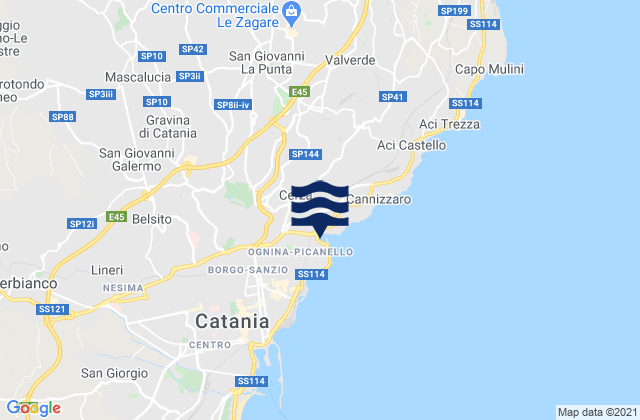 Mapa de mareas Pedara, Italy
