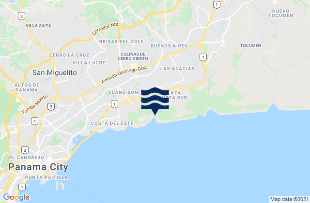 Mapa de mareas Pedregal, Panama
