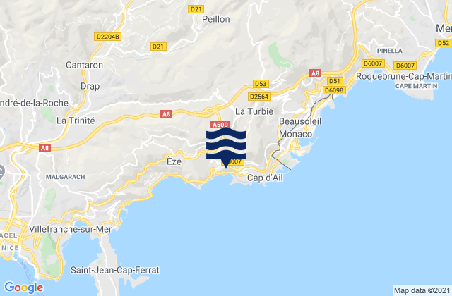Mapa de mareas Peillon, France