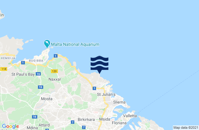 Mapa de mareas Pembroke, Malta