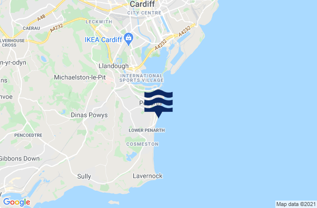 Mapa de mareas Penarth Beach, United Kingdom