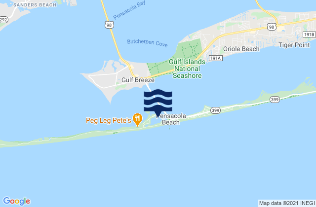 Mapa de mareas Penascola Beach, United States