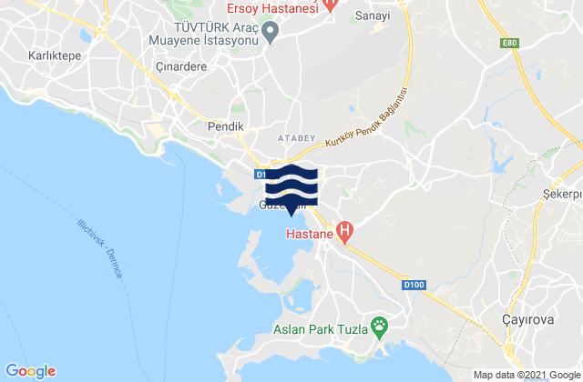 Mapa de mareas Pendik, Turkey
