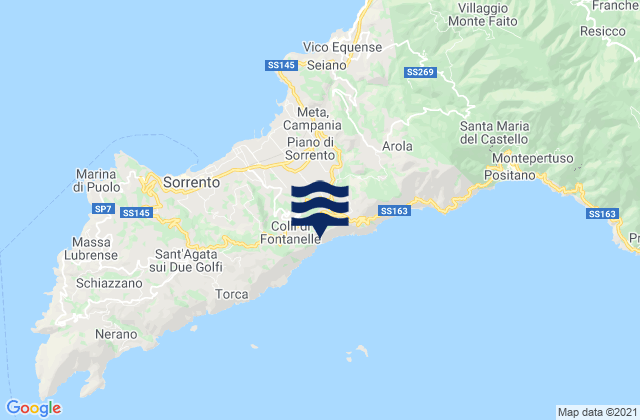 Mapa de mareas Penisola Sorrentina, Italy