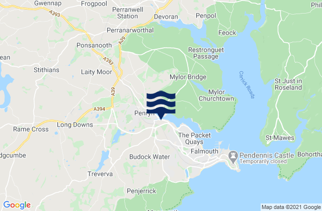 Mapa de mareas Penryn, United Kingdom