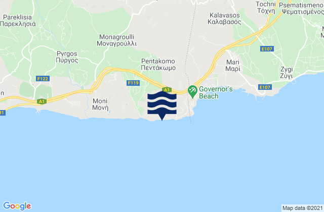 Mapa de mareas Pentákomo, Cyprus