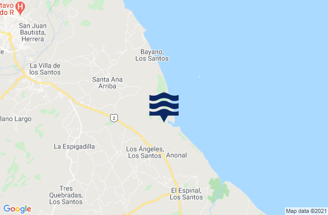 Mapa de mareas Península de Azuero, Panama
