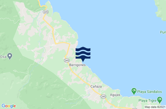 Mapa de mareas Península de Osa, Costa Rica