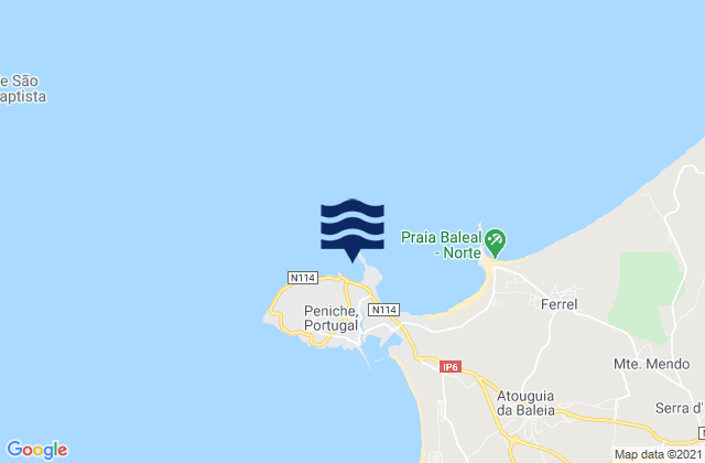 Mapa de mareas Península de Peniche, Portugal