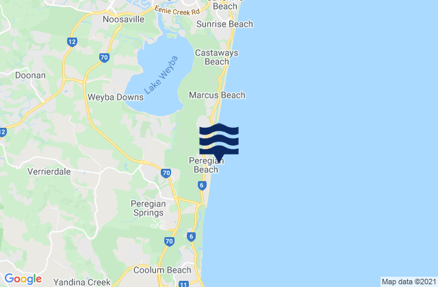 Mapa de mareas Peregian Beach, Australia