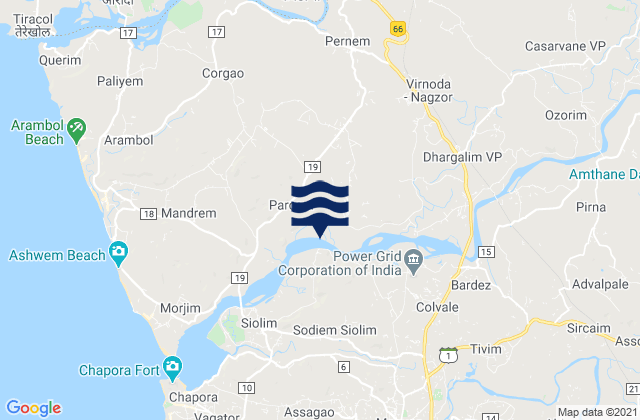 Mapa de mareas Pernem, India