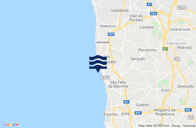 Mapa de mareas Perozinho, Portugal