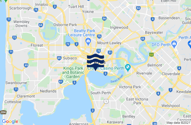 Mapa de mareas Perth, Australia