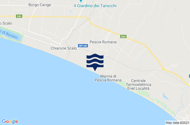 Mapa de mareas Pescia Romana, Italy