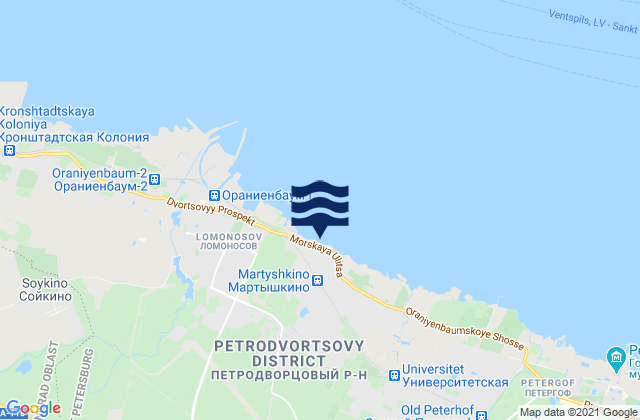 Mapa de mareas Petrodvorets, Russia