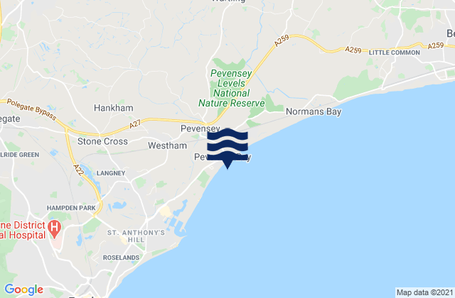 Mapa de mareas Pevensey Bay Beach, United Kingdom