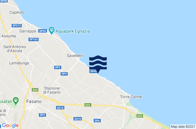 Mapa de mareas Pezze di Greco, Italy