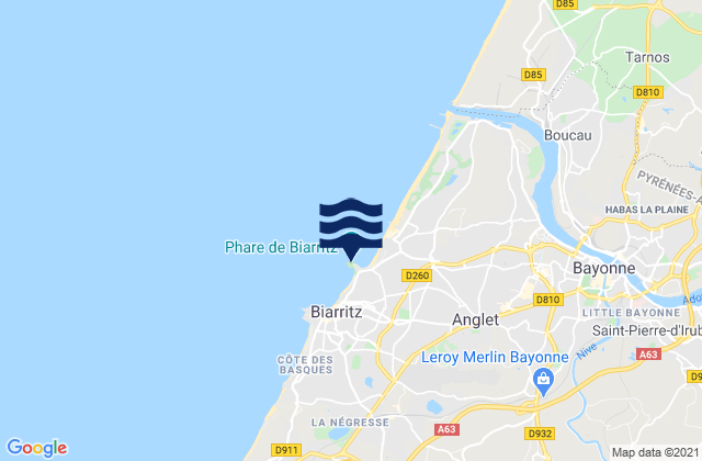 Mapa de mareas Phare de Biarritz, France