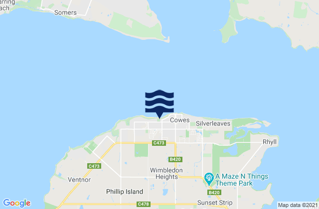Mapa de mareas Phillip Island, Australia