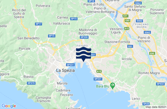 Mapa de mareas Piano di Follo, Italy